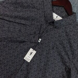 Father Sons Shirt Mens 2XL Black Geometric Long Sleeve Stretch‎ Slim Button Up
